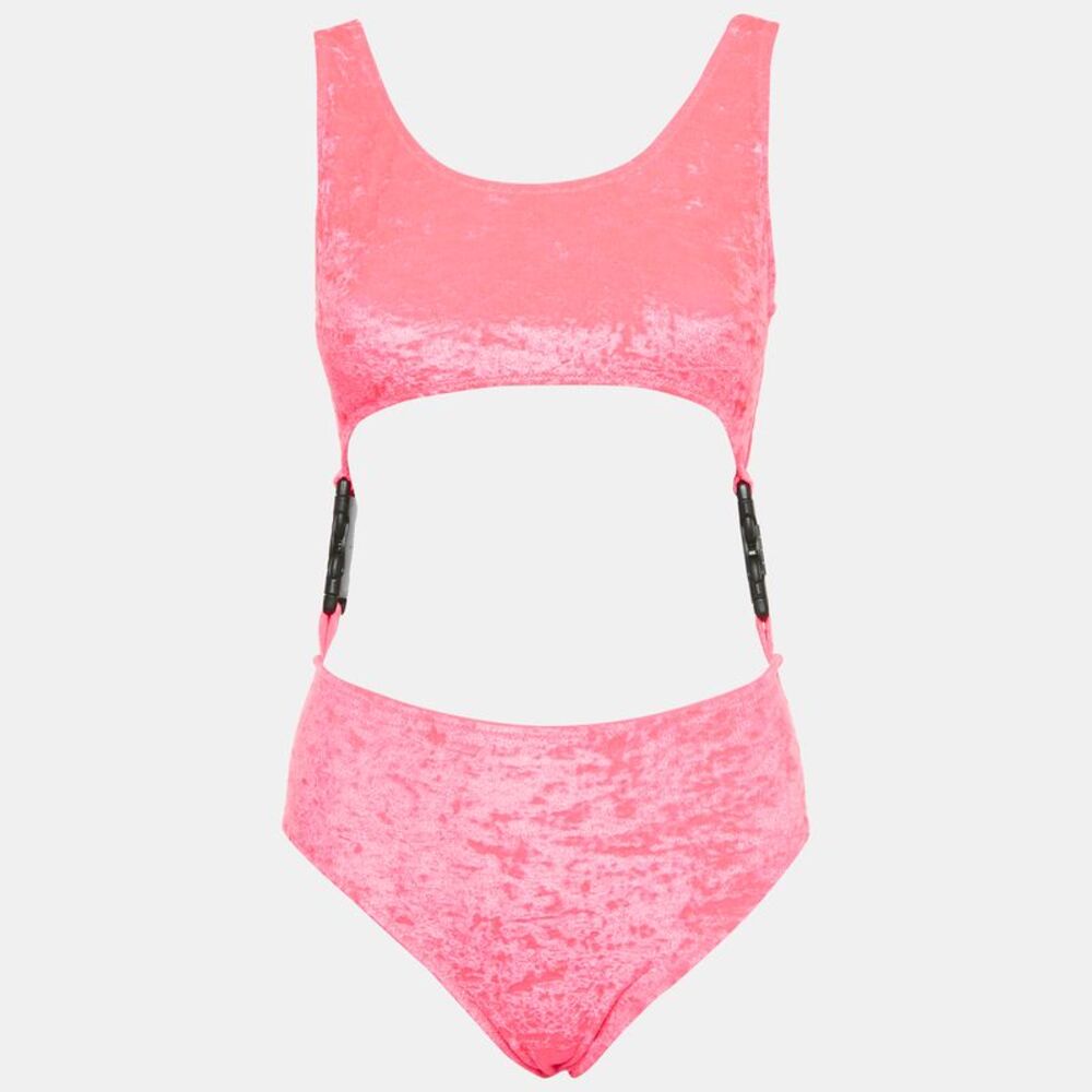 Gcds Pink Velvet Cut-Out Buckle Detail Swimsuit M